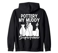 Pottery Artists Muddy Superpower Potter Zip Hoodie