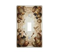 Pottery Bathroom Single Light Switch Cover Plate, Rustic Traditional Spoon Pattern Fall Brown Plastic Standard Size Decorative Wall Plates for Living Room Bedroom Home Office Decor (Single)