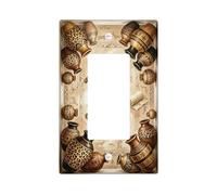Pottery Bathroom Single Rocker Light Switch Cover, Rustic Traditional Spoon Pattern Fall Brown Plastic Standard Size Switch Plate Decorative for New Apartment Home Bedroom Office Decor