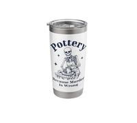Pottery Because Murder is Wrong Skeleton Humor Stainless Steel Insulated Tumbler