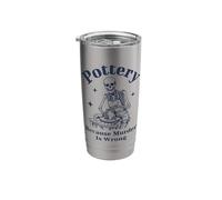 Pottery Because Murder is Wrong Skeleton Humor Stainless Steel Insulated Tumbler