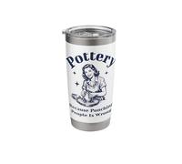 Pottery Because Punching People is Wrong Retro Ceramic Funny Stainless Steel Insulated Tumbler