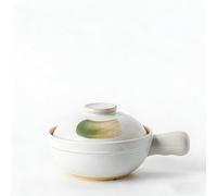 Pottery Clay Casserole with Handle - Chinese Clay Pot for Cooking, Non-stick Ceramic Cooking Pot for Stew, Soup & Porridge - Traditional Claypot Cooking Pot, 1.1L/725ml Ceramic,725ML,White andGreen