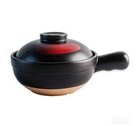 Pottery Clay Casserole with Handle - Chinese Clay Pot for Cooking, Non-stick Ceramic Cooking Pot for Stew, Soup & Porridge - Traditional Claypot Cooking Pot, 1.1L/725ml Ceramic,1100L,Black and Red