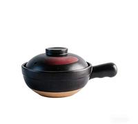 Pottery Clay Casserole with Handle - Chinese Clay Pot for Cooking, Non-stick Ceramic Cooking Pot for Stew, Soup & Porridge - Traditional Claypot Cooking Pot, 1.1L/725ml Ceramic,725ML,Black and Red