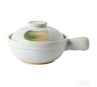 Pottery Clay Casserole with Handle - Chinese Clay Pot for Cooking, Non-stick Ceramic Cooking Pot for Stew, Soup & Porridge - Traditional Claypot Cooking Pot, 1.1L/725ml Ceramic,1100L,White andGreen