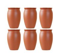 Pottery Cup Set, 6 Piece Curved Body Ceramic Cups with Rounded Lip and Referenced Size for Drinks, Water, and Party Table Service At Home Clay Drinking Cups Pottery Cup Set Beverage Wide Mouth Rounded