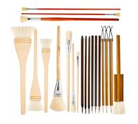 Pottery Glaze Brushes, 20Pcs Professional Paint Brush Set for Watercolor, Acrylic, Oil, Rock Painting, Nail Brush, Ceramic Glaze Brush Set with Multi-Shape-Flat, Filbert, Round, Fan, Nylon Brushes, Go
