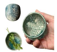 Pottery Herb Stripper Bowl, 2025 New Herb Stripper Bowl Ceramic Pottery, Handmade Different Round Hole Sizes, Kitchen Leaf Stripping Tools, Suitable for Peeling Off The Leafy Assembly (B)