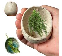 Pottery Herb Stripper Bowl, 2025 New Pottery Herb Stripper, Handmade Herbs Separate Tool for Dishwasher and Microwave, Handmade Ceramic Peeling Bowls (Spotted Glaze)
