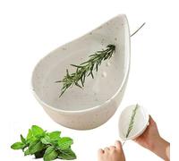 Pottery Herb Stripper Bowl, Handmade Ceramic Herb Peeling Bowl, Different Sizes of Round Holes, kitchenware for Root Removal, Pottery Herbs Peeler for Kale, Thyme, Basil, Rosemary Stripper