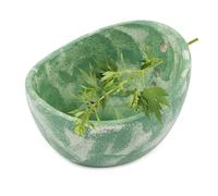 Pottery Herb Stripper Bowl, Handmade Herb Stripper Ceramic Bowl with 4-Slot Different Hole Sizes for Kale, Herbs & Broccoli, Efficient Peeling Off The Leafy Assembly(Green)