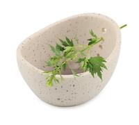 Pottery Herb Stripper Bowl, Handmade Herb Stripper Ceramic Bowl with 4-Slot Different Hole Sizes for Kale, Herbs & Broccoli, Efficient Peeling Off the Leafy Assembly(White)