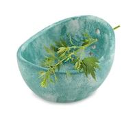 Pottery Herb Stripper Bowl, Handmade Herb Stripper Ceramic Bowl with 4-Slot Different Hole Sizes for Kale, Herbs & Broccoli, Efficient Peeling Off The Leafy Assembly(Blue)