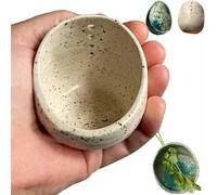 Pottery Herb Stripper Bowl, Pottery Herb Stripper, 2025 New Ceramic Kitchen Herb Stripping Tool, Handmade Different Round Hole Sizes Leaf Pealer for Peeling Off The Leafy Assembly