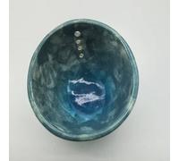 Pottery Herb Stripper Bowl with Different Sized Round Holes for Speedy Herb Stem Removal, Resin Construction for Lasting Use (blue)