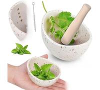 Pottery Herb Stripper, Herb Chopper for Fresh Herbs, Herb Cutter with Wood Tamper & Cleaning Brush, 4 Different Hole Sizes, Peeling Off The Leafy Assembly of Cilantro, Rosemary