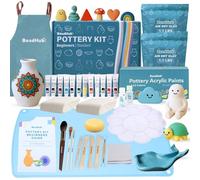 Pottery Kit for Beginners 2.2Lbs Air Dry Clay for Adults with Sculpting Tools, Paint, Glaze, Air-Dry Modeling Clay Molding, Sculpt & Painting Set, Hobby Date Night DIY Art Craft Kits -Standard (White)