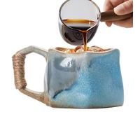 Pottery Mugs Handmade | 250ml Ceramic Mug Irregular Shape Coffee Cups | Handmade Pottery Portable Aesthetic Mug for Hot Ice Drink Coffee Tea Juice Milk