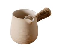 Pottery Teapot - Chinese Pottery Teapot, Roasted Milk Teapot | Around The Stove Teapot with Side Handle for Loose Tea, Tea Bags, Milk, and Coffee | Ceramic Teapot with Infuser and Bamboo Handle