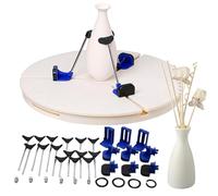 Pottery Turntable with Auto-Centering Clamp & 5 Height-Adjustable Tool Clips - Ceramic Wheel Accessory for Classroom, Home Studio, and DIY Projects