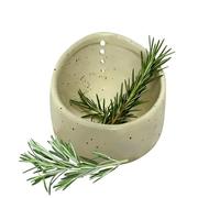 Pottery Vanilla Stripper Bowl - Kitchen Peeler With Multi Size Holes | Ceramic Herb Peeling Cup Tool For Cooking Collard Greens Mint Rosemary Parsley Home Picnic Restaurant Meal Preparation Culinary U