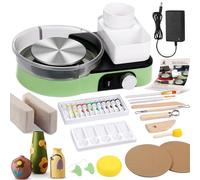 Pottery Wheel for Adults - Complete Pottery Tools Kit for Beginners, 6" Turntable Two-Way Rotation Adjustable Speed, 2.2 lbs. Air Dry Clay, Mini Clay Making Pottery Wheel with Storage Design