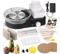 Pottery Wheel for Adults - Complete Pottery Tools Kit for Beginners, 6" Turntable Two-Way Rotation Adjustable Speed, 2.2 lbs. Air Dry Clay, Mini Clay Making Pottery Wheel with Storage Design