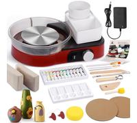 Pottery Wheel for Adults - Complete Pottery Tools Kit for Beginners, 6" Turntable Two-Way Rotation Adjustable Speed, 2.2 lbs. Air Dry Clay, Mini Clay Making Pottery Wheel with Storage Design