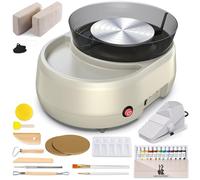 Pottery Wheel for Beginners - Upgraded Pottery Wheel with 6" Turntable with Two-Way Rotation, 2.2lb Clay, Art Supplies Sculpting Tools, Craft Gifts for Teens Kids Adults (Grey)