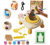 Pottery Wheel for Kids,Complete DIY Pottery Kit,Clay Modelling Tools | Complete Pottery Painting Kit ,with Air Dry Clay, Sculpting Tools,Powered Pottery Machine and Apron, Creative DIY Craft Gift