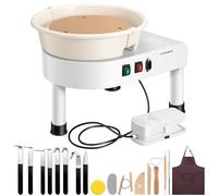 Pottery Wheel Machine with Foot Pedal & LCD Screen, Electric 350W Clay Sculpting Tool Kit, Detachable Basin for DIY Art Projects