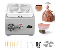 Pottery Wheel, Mini Electric Pottery Wheels with 2 Turntables 6.5cm/10cm, Clay Tools and Removable ABS Basin, Pottery Wheel for Adults Kids Beginners DIY Clay Art Grey