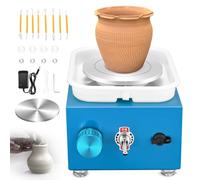 Pottery Wheel, Mini Pottery Wheel with Strong Motor 2000RPM Adjustable Speed, Potters Wheel with 10/6.5cm Plates and Sculpting Tools, Ceramic Pottery Tools Pottery Kit for Kids and Adults, Blue