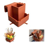 Pottery Wheel Tool Holder Ceramic Tool Organizer for Splash Pan, Multi-Compartment Storage Caddy for Sponges, Ribs, Brushes & Carving Tools, Essential Pottery Wheel Accessories for Artists (Brown)