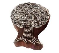 Pottery Wooden Block Large Swirl Tree Design Big Printing Stamp