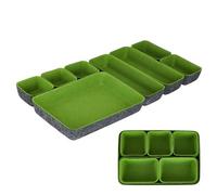 POTTIIS 8pcs Drawer Organizers, Separators, Storage Box,Felt Storage Bins Inserts Tool Containers Toy Basket Shelf Cubes Foldable Drawer Dividers Desk Organisers - Green&Grey