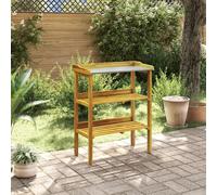 Vidaxl Potting Bench With 2 Shelves Solid Acacia Wood And Zinc