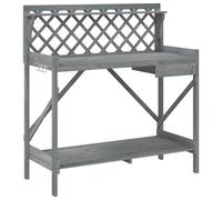 Potting Bench with Trellis Plant Stand Potting Table Solid Wood Fir vidaXL