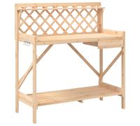 vidaXL Potting Bench with Trellis Grey Solid Wood Fir