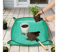Potting Mat Waterproof Gardening Planting Mat, 32cm*32cm Foldable Transplanting Mat with Plastic Buckles for Indoor Plants, Succulents, Home Gardening Tools & Potting, Green Color