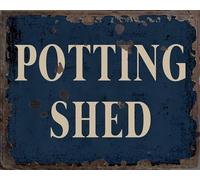 Potting Shed Vintage Metal Signs for Wall Decor - 8 x 10 Inches Durable Aluminum Tin Sign Plaque for Home Garage Club bar Wall Art Decoration - Retro Wall Signs, Best Gift Idea