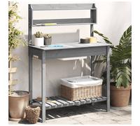 Potting Table Grey Solid Fir Wood 147.5x44x139.5cm Workbench with Sink Removable
