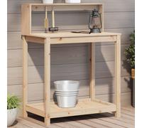 Potting table natural pine 82.5x50x109.5cm Solid pine wood garden worktop shelf