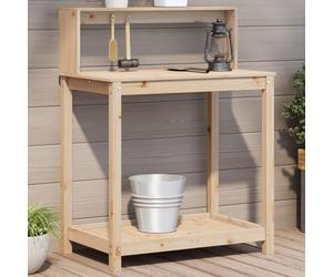 Potting table natural pine 82.5x50x109.5cm Solid pine wood garden worktop shelf