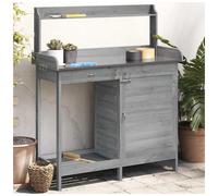 Potting Table Solid Fir Wood Grey Zinc Top 110.5x45x124.5cm Garden Bench Drawer