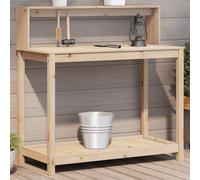 Potting Table Solid Natural Pine 108x50x109.5cm Shelves Outdoor Gardening Bench