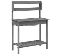 (black) vidaXL Potting Table with Sink Potting Bench Plant Table Grey Solid Wood Fir