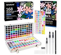 POTTREATIVE 168 Colors Watercolor Set with Portable Case Non-Toxic Home and Traveling Watercolor Set Includes Coloring Book, Drawing Pencil, Brush Pen for Artists of All Levels