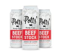 Potts’ Beef Stock in Can, 500ml, Pack of 3 - Canned Beef Broth for Soups, Sauces, & Stews - Flavour Enhancer Made with Beef Fat & Bones - Easy Open Can, Ready to Use Stock